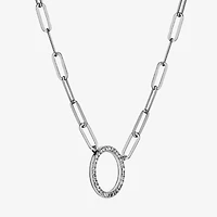 Paris 1901 By Charles Garnier Womens White Cubic Zirconia Sterling Silver Circle 18 Inch Pendant Necklace