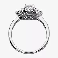 DiamonArt® Womens White Cubic Zirconia Sterling Silver Cocktail Ring