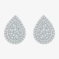 1/2 CT. T.W. Natural White Diamond 10K White Gold 10.5mm Pear Stud Earrings
