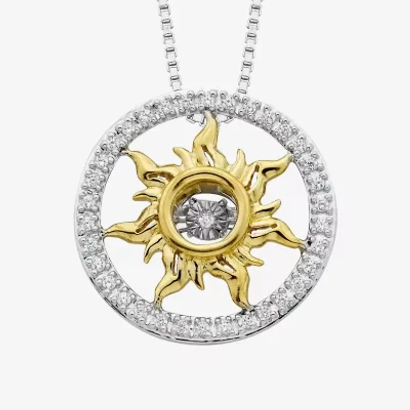 Enchanted Disney Fine Jewelry 1/10 CT.T.W. Natural Diamond 14K Gold & Sterling SIlver Pendant Necklace