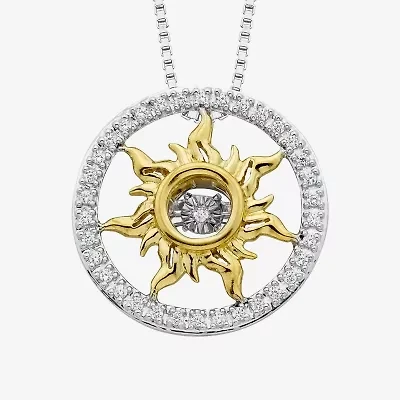 Enchanted Disney Fine Jewelry 1/10 CT.T.W. Natural Diamond 14K Gold & Sterling SIlver Pendant Necklace