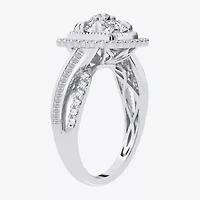Womens 1 CT. T.W. Natural White Diamond 10K Gold Cushion Side Stone Halo Engagement Ring