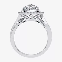 Womens / CT. T.W. Natural White Diamond 10K Gold Cushion Side Stone Halo Engagement Ring