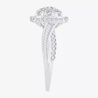 Womens / CT. T.W. Natural White Diamond 10K Gold Cushion Side Stone Halo Engagement Ring