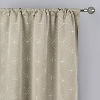 Regal Home Perth Geometric Embroidery Rod Pocket Blackout Set of 2 Curtain Panel