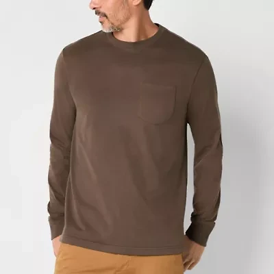 St. John's Bay Sueded Jersey Mens Crew Neck Long Sleeve T-Shirt