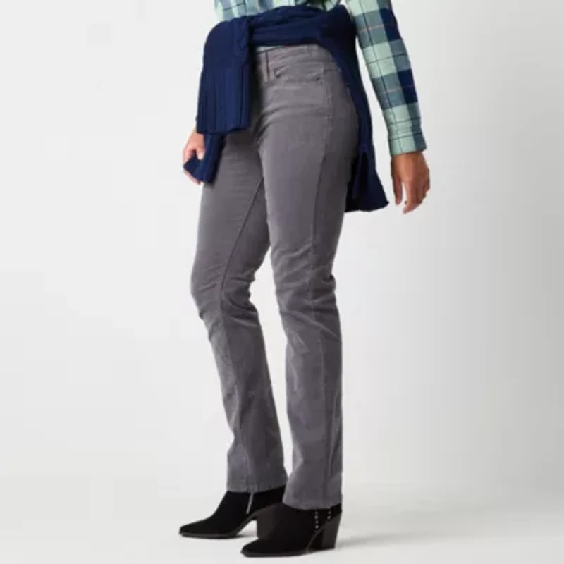 St. John's Bay Secretly Slender Womens Mid Rise Straight Corduroy Pant