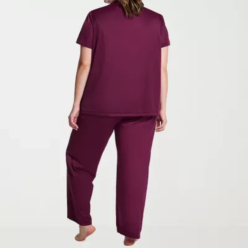 Exquisite Form Womens V-Neck Short Sleeve 2-pc. Plus Pajama Sets