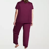 Exquisite Form Womens V-Neck Short Sleeve 2-pc. Plus Pajama Sets