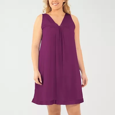 Exquisite Form Womens V Neck Sleeveless Average Figure Nightgown