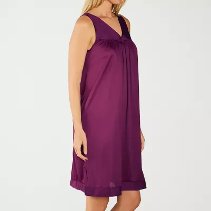 Exquisite Form Womens V Neck Sleeveless Average Figure Nightgown