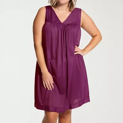 Exquisite Form Womens V Neck Sleeveless Plus Nightgown