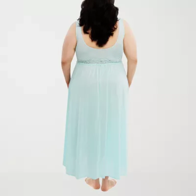 Exquisite Form Womens V Neck Sleeveless Plus Nightgown