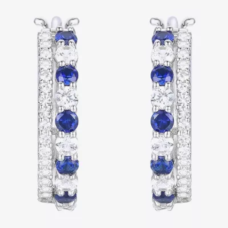 Womens Gemstone 14K Gold Over Silver 20mm Hoop Earrings