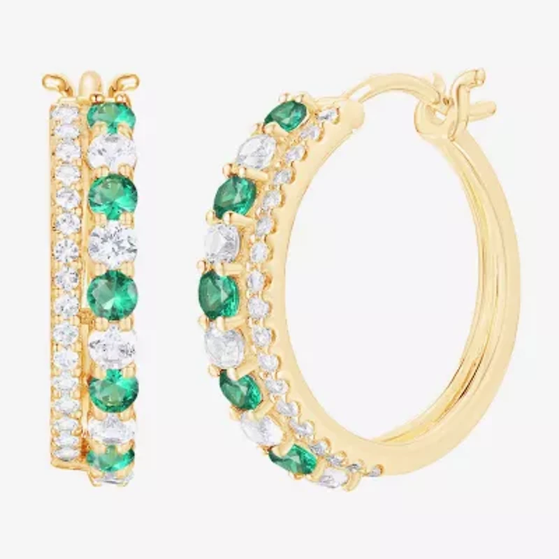 Womens Gemstone 14K Gold Over Silver 20mm Hoop Earrings