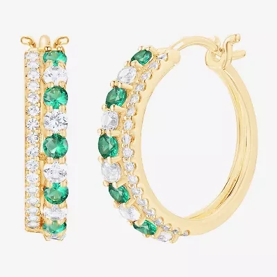 Womens Gemstone 14K Gold Over Silver 20mm Hoop Earrings