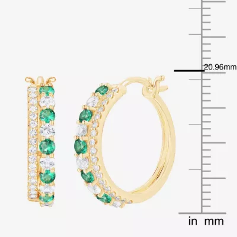 Womens Gemstone 14K Gold Over Silver 20mm Hoop Earrings