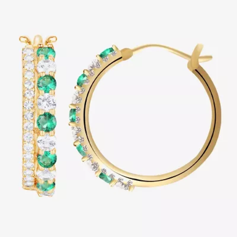 Womens Gemstone 14K Gold Over Silver 20mm Hoop Earrings