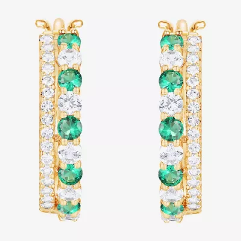 Womens Gemstone 14K Gold Over Silver 20mm Hoop Earrings
