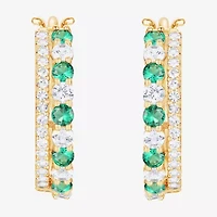 Womens Gemstone 14K Gold Over Silver 20mm Hoop Earrings