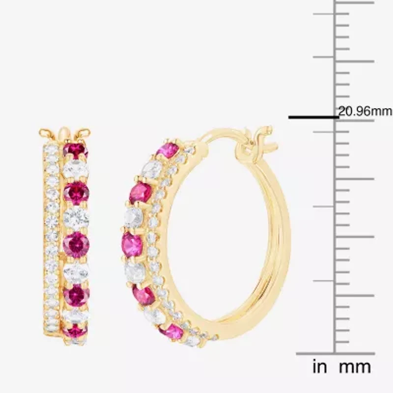 Womens Gemstone 14K Gold Over Silver 20mm Hoop Earrings
