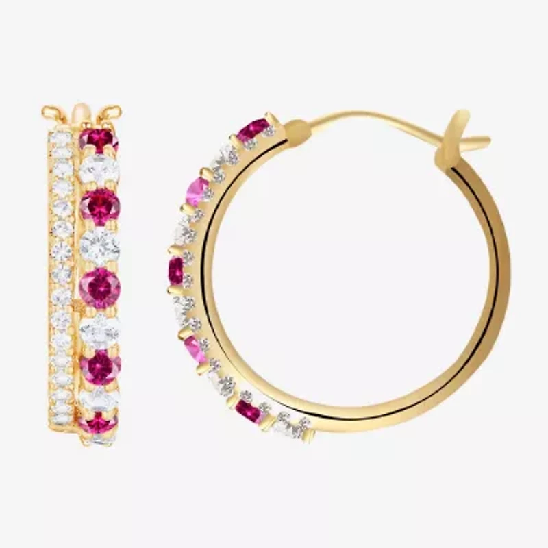 Womens Gemstone 14K Gold Over Silver 20mm Hoop Earrings