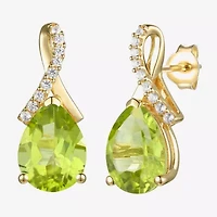 Womens Gemstone Sterling Silver or 14K Gold Over 14mm Pear Stud Earrings