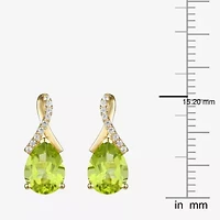 Womens Gemstone Sterling Silver or 14K Gold Over 14mm Pear Stud Earrings