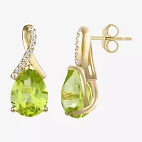 Womens Gemstone Sterling Silver or 14K Gold Over 14mm Pear Stud Earrings