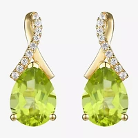 Womens Gemstone Sterling Silver or 14K Gold Over 14mm Pear Stud Earrings