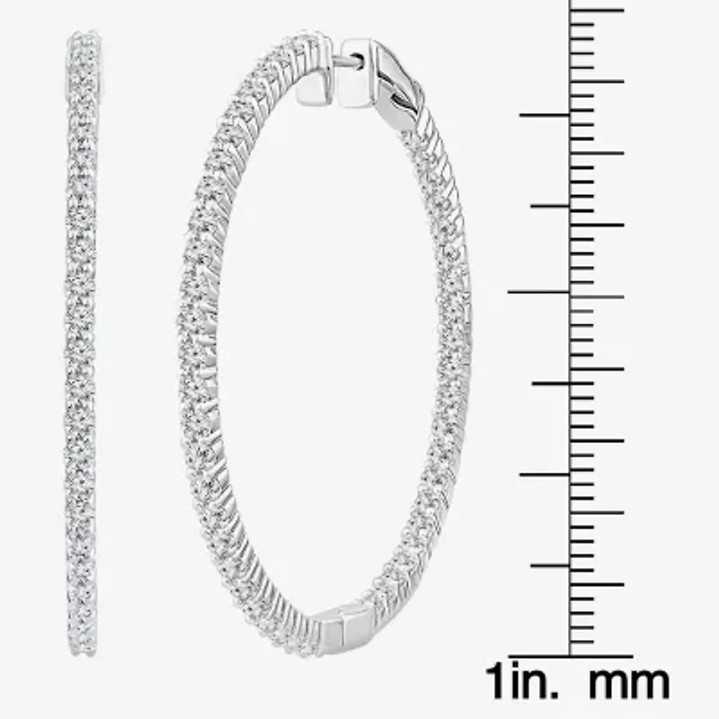 (G-H / Si2) Womens 3 CT. T.W. Lab Grown White Diamond 14K White Gold 2.1mm Hoop Earrings