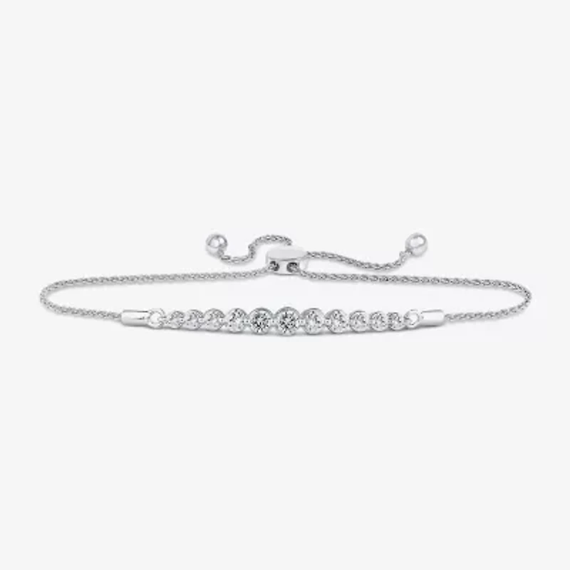 (G-H / Si2) Womens 1 CT. T.W. Lab Grown White Diamond 10K White Gold Bolo Bracelet