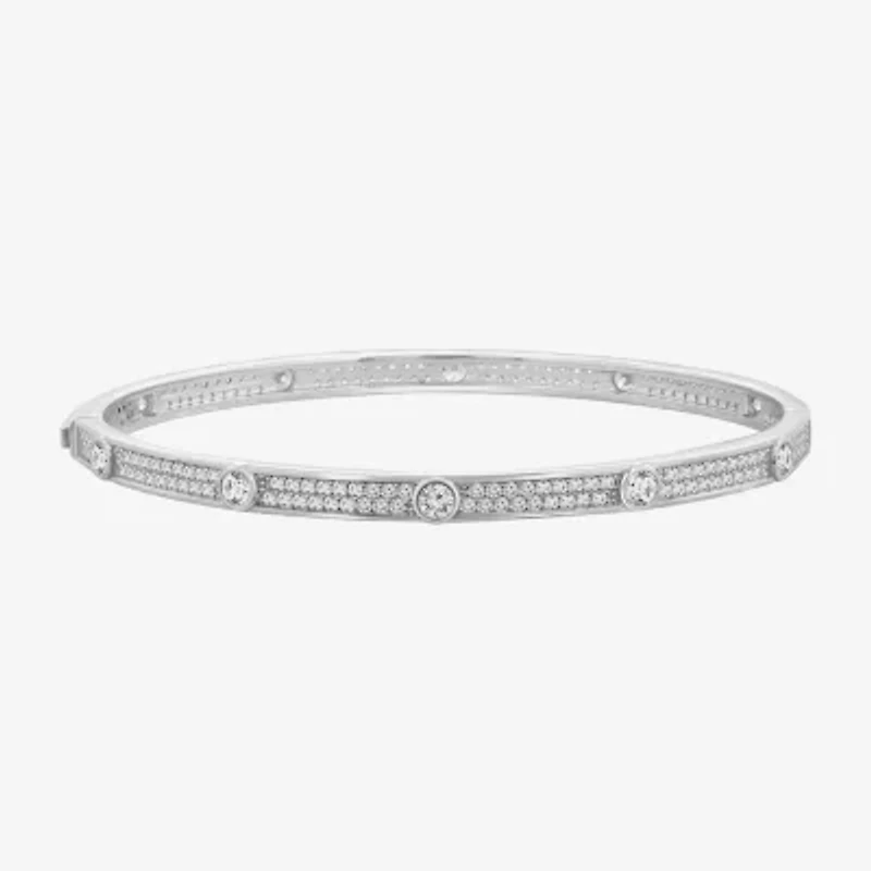 Diamonart Womens Cubic Zirconia Sterling Silver Bangle Bracelet