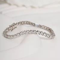 Diamonart Womens Cubic Zirconia Sterling Silver 7.25 Inch Tennis Bracelet