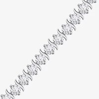 Diamonart Womens Cubic Zirconia Sterling Silver 7.25 Inch Tennis Bracelet