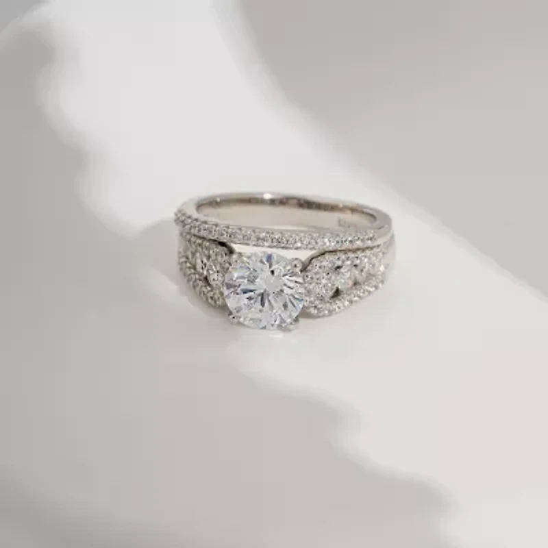 Diamonart Womens Cubic Zirconia Sterling Silver Side Stone -Stone Bridal Set