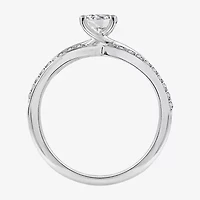 Diamonart Womens Cubic Zirconia Sterling Silver Side Stone Engagement Ring