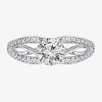 Diamonart Womens Cubic Zirconia Sterling Silver Side Stone Engagement Ring