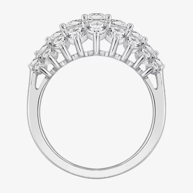 Diamonart Womens Cubic Zirconia Sterling Silver Cluster Cocktail Ring