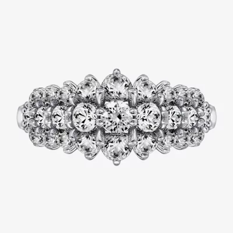 Diamonart Womens Cubic Zirconia Sterling Silver Cluster Cocktail Ring