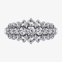 Diamonart Womens Cubic Zirconia Sterling Silver Cluster Cocktail Ring
