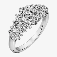Diamonart Womens Cubic Zirconia Sterling Silver Cluster Cocktail Ring