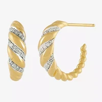 Womens 1/5 CT. Natural White Diamond 14K Gold Over Silver Sterling Silver 17.8mm Hoop Earrings