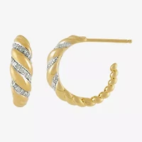 Womens 1/5 CT. Natural White Diamond 14K Gold Over Silver Sterling Silver 17.8mm Hoop Earrings