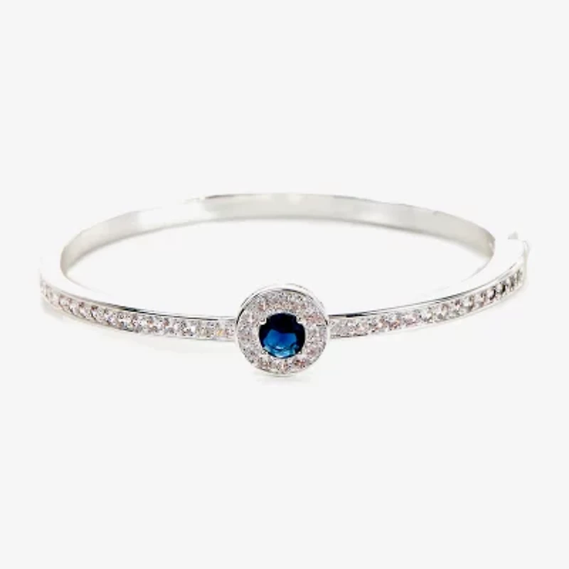 Sparkle Allure Womens Blue Cubic Zirconia Pure Silver Over Brass Round Bangle Bracelet