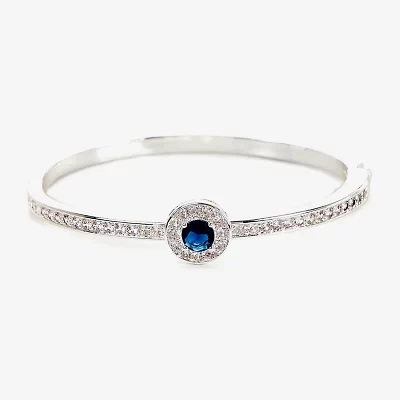 Sparkle Allure Womens Blue Cubic Zirconia Pure Silver Over Brass Round Bangle Bracelet