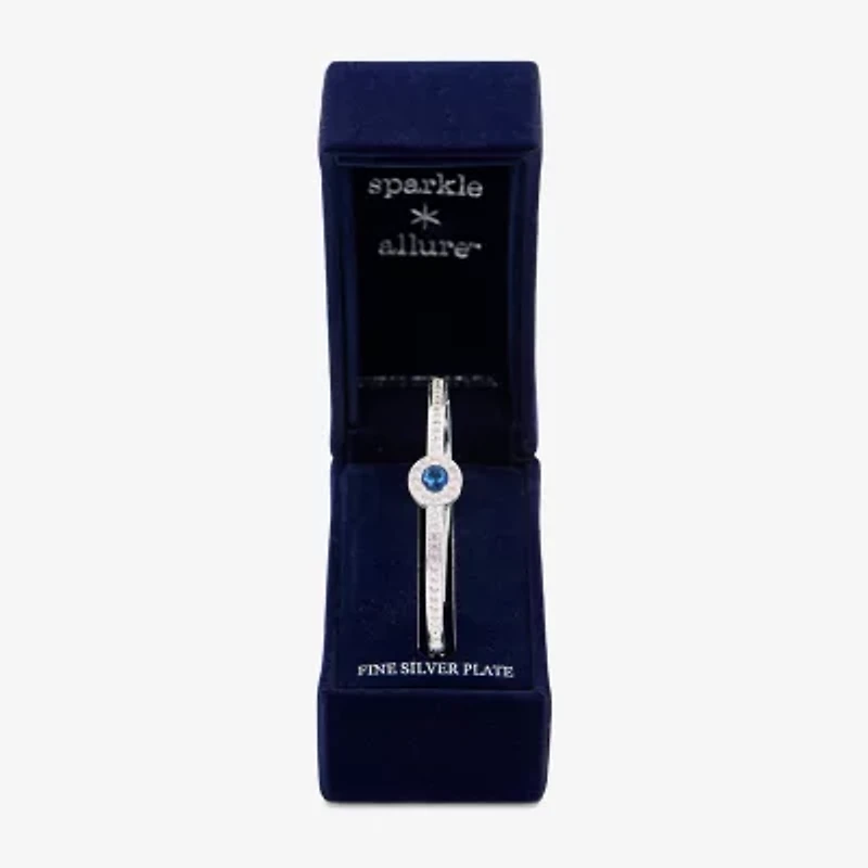 Sparkle Allure Womens Blue Cubic Zirconia Pure Silver Over Brass Round Bangle Bracelet