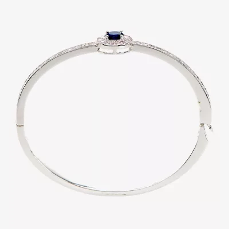 Sparkle Allure Womens Blue Cubic Zirconia Pure Silver Over Brass Round Bangle Bracelet