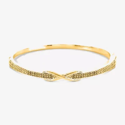 Sparkle Allure Womens Cubic Zirconia 14K Gold Over Brass Infinity Bangle Bracelet