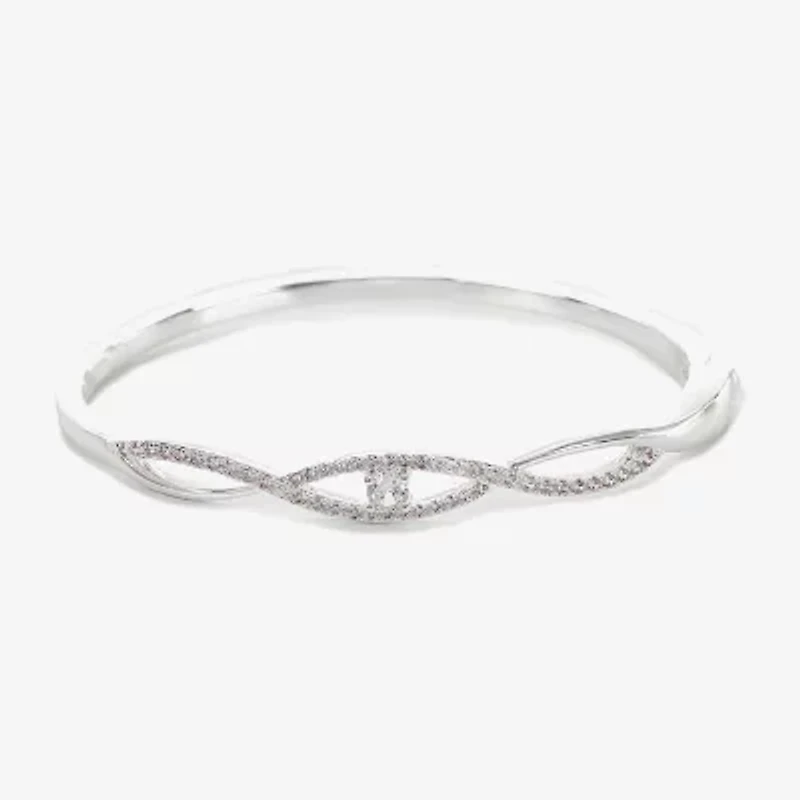 Sparkle Allure Womens Cubic Zirconia Pure Silver Over Brass Round Bangle Bracelet
